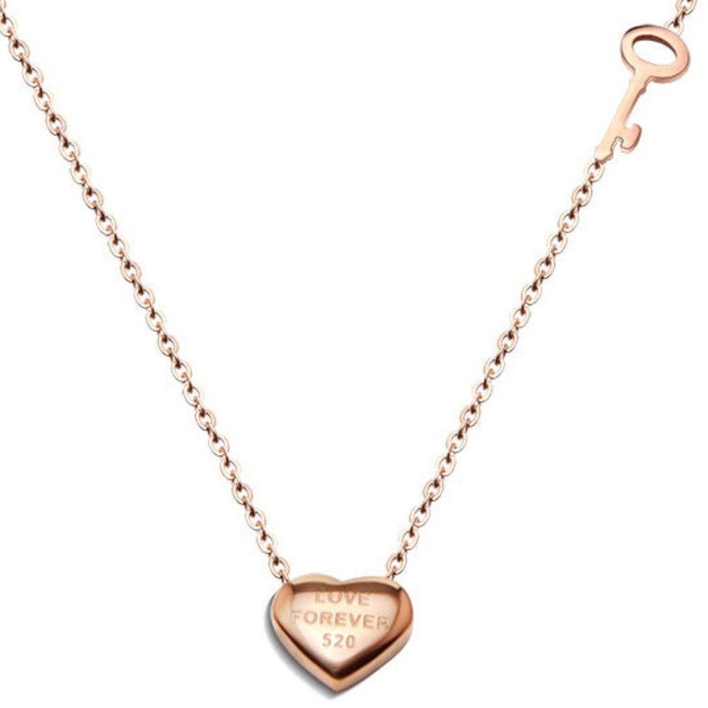 18K Gold Plated Stainless Steel Heart Pendant Necklace